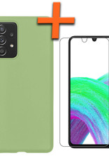 Nomfy Hoesje Geschikt voor Samsung A33 Hoesje Siliconen Cover Case Met Screenprotector - Hoes Geschikt voor Samsung Galaxy A33 Hoes Back Case - Groen