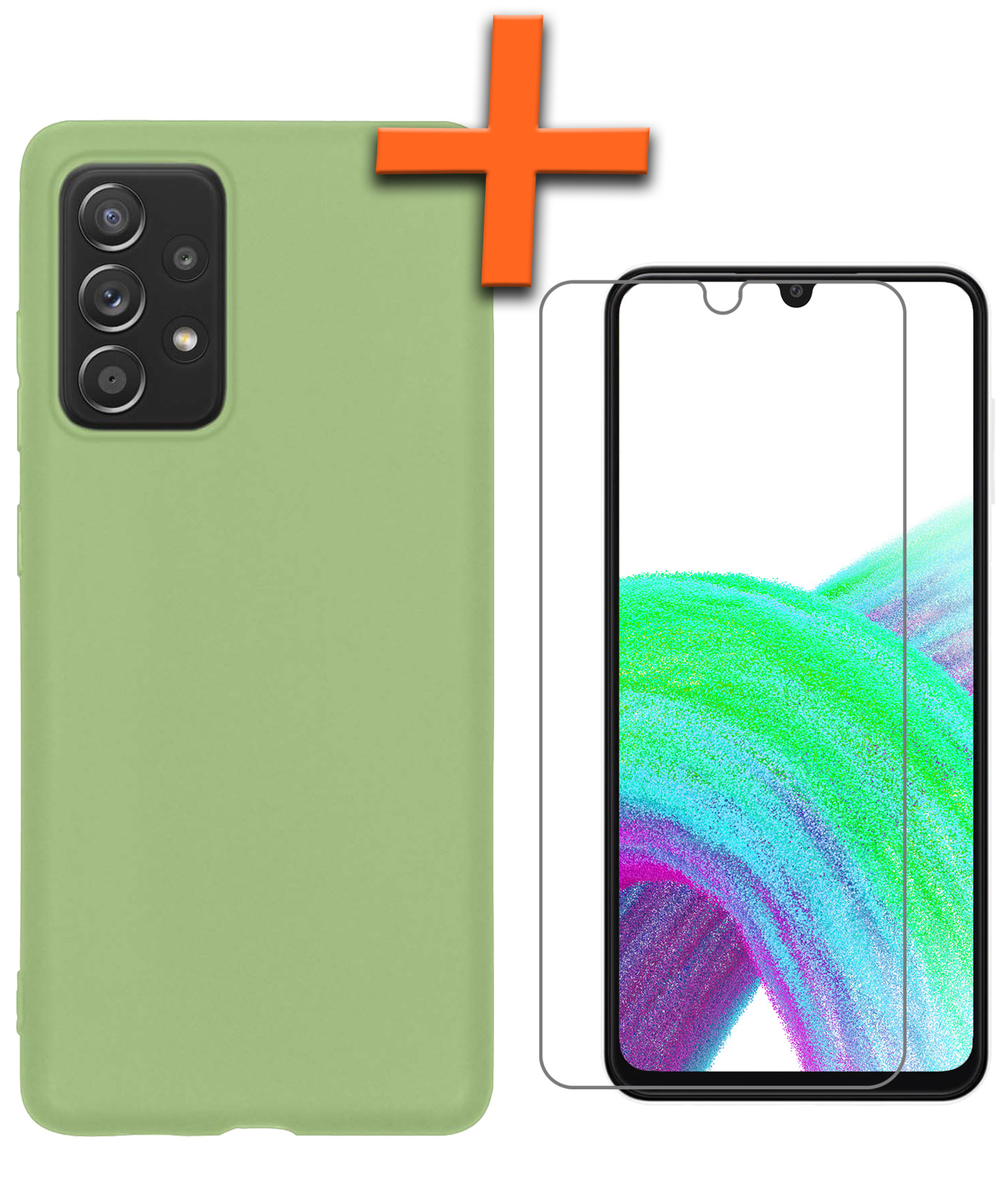 Nomfy Hoesje Geschikt voor Samsung A33 Hoesje Siliconen Cover Case Met Screenprotector - Hoes Geschikt voor Samsung Galaxy A33 Hoes Back Case - Groen