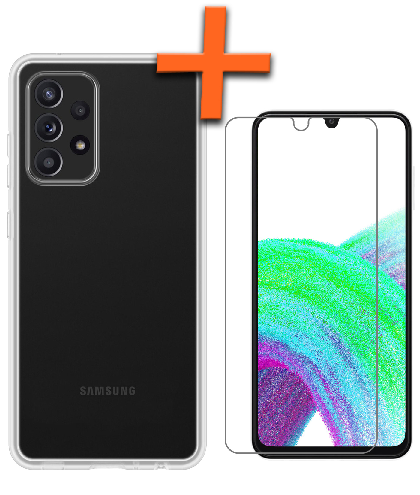 Hoesje Geschikt voor Samsung A33 Hoesje Siliconen Cover Case Met Screenprotector - Hoes Geschikt voor Samsung Galaxy A33 Hoes Back Case - Transparant