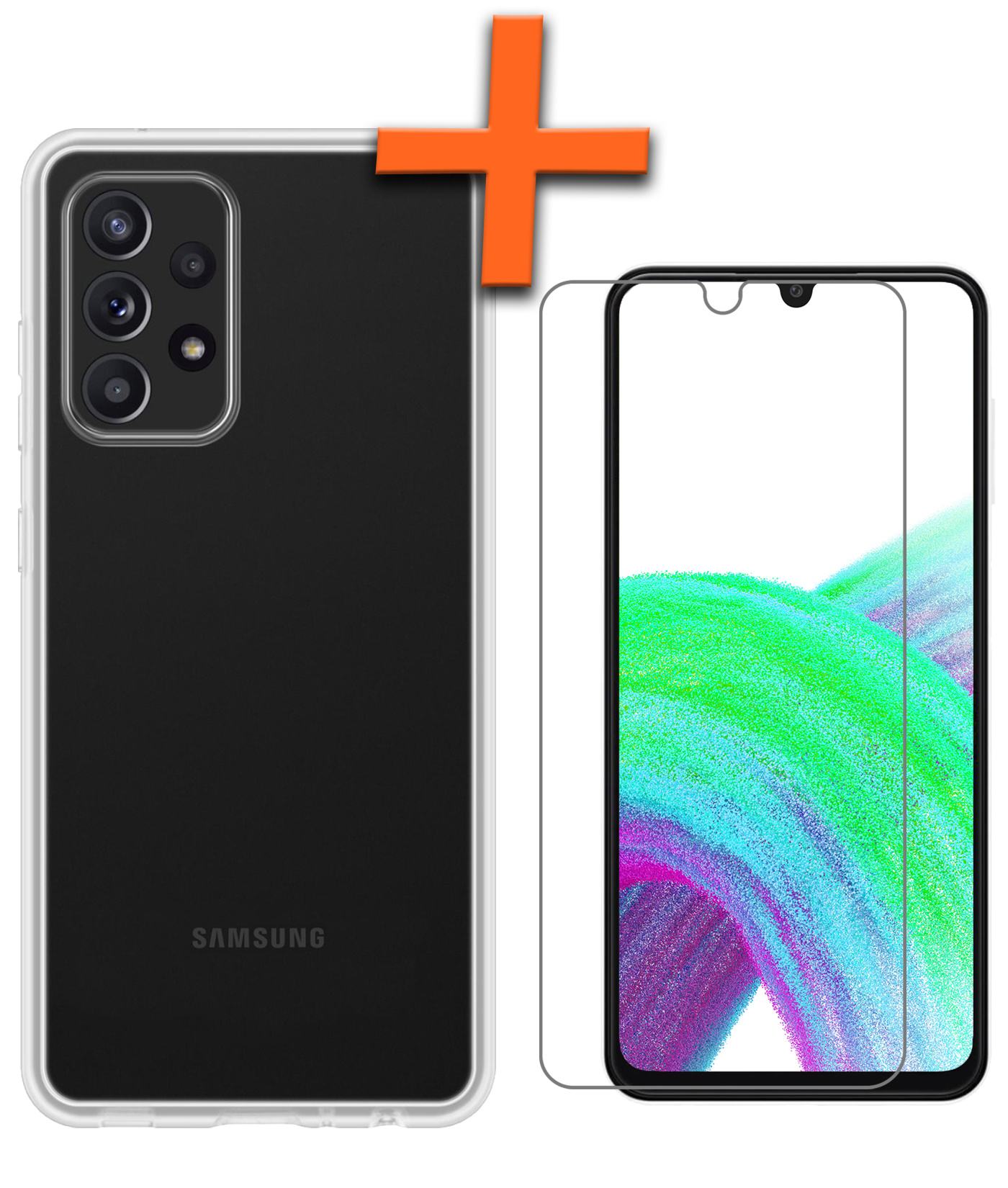 Nomfy Hoesje Geschikt voor Samsung A33 Hoesje Siliconen Cover Case Met Screenprotector - Hoes Geschikt voor Samsung Galaxy A33 Hoes Back Case - Transparant
