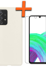 Nomfy Hoesje Geschikt voor Samsung A33 Hoesje Siliconen Cover Case Met Screenprotector - Hoes Geschikt voor Samsung Galaxy A33 Hoes Back Case - Wit