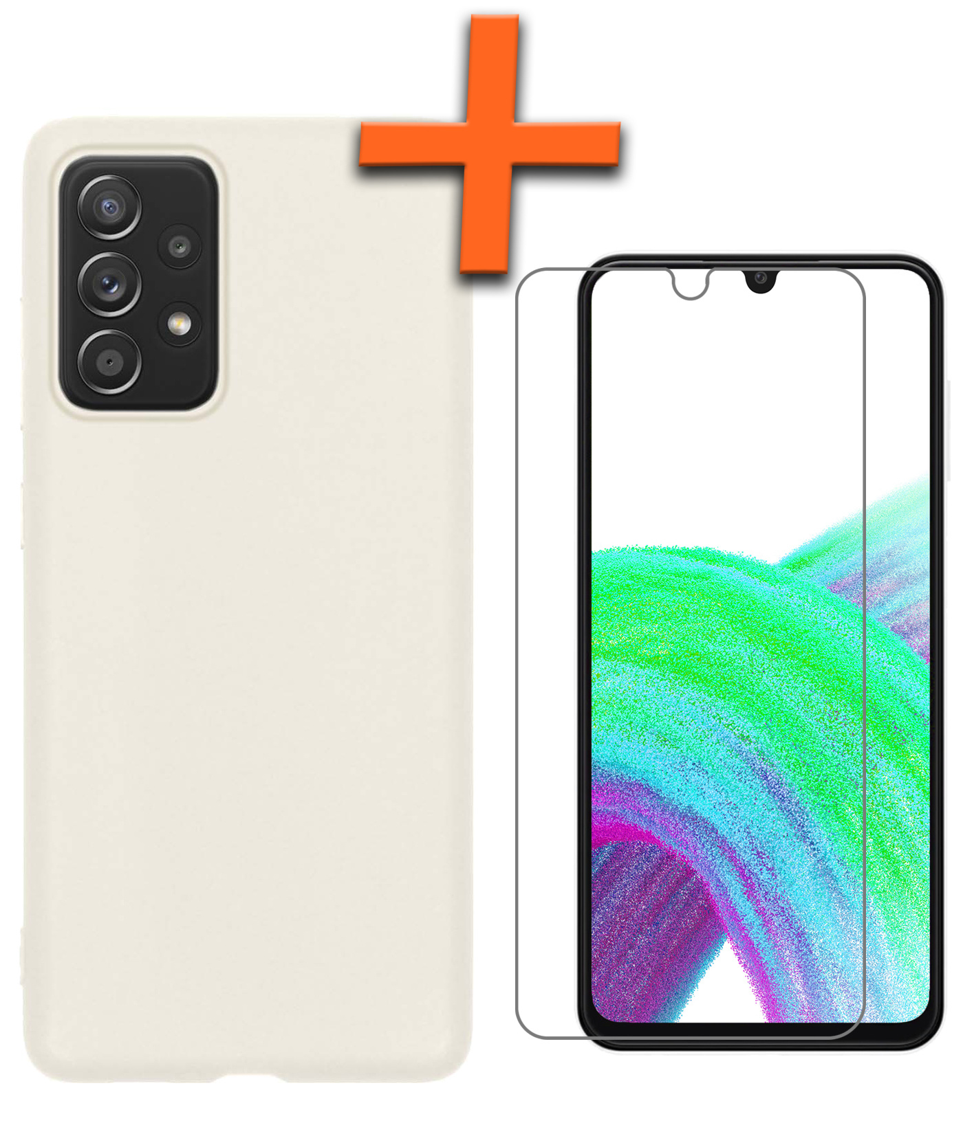 Nomfy Hoesje Geschikt voor Samsung A33 Hoesje Siliconen Cover Case Met Screenprotector - Hoes Geschikt voor Samsung Galaxy A33 Hoes Back Case - Wit