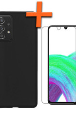 Nomfy Hoesje Geschikt voor Samsung A33 Hoesje Siliconen Cover Case Met Screenprotector - Hoes Geschikt voor Samsung Galaxy A33 Hoes Back Case - Zwart