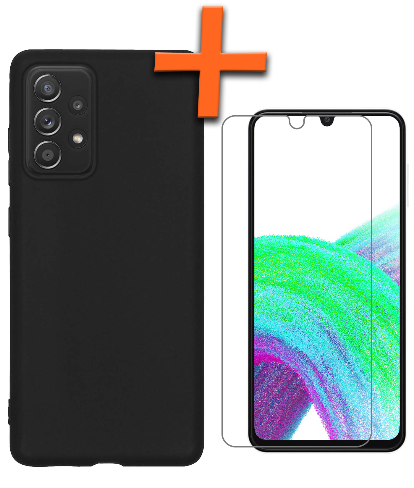 Nomfy Hoesje Geschikt voor Samsung A33 Hoesje Siliconen Cover Case Met Screenprotector - Hoes Geschikt voor Samsung Galaxy A33 Hoes Back Case - Zwart