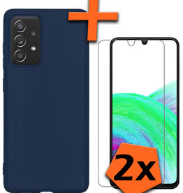 Nomfy Nomfy Samsung Galaxy A33 Hoesje Siliconen Met 2x Screenprotector - Donkerblauw