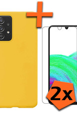 Nomfy Hoesje Geschikt voor Samsung A33 Hoesje Siliconen Cover Case Met 2x Screenprotector - Hoes Geschikt voor Samsung Galaxy A33 Hoes Back Case - Geel