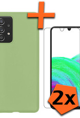 Samsung Galaxy A33 Hoesje Met 2x Screenprotector - Samsung Galaxy A33 Case Groen Siliconen - Samsung Galaxy A33 Hoes Met 2x Screenprotector
