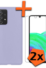 Nomfy Hoesje Geschikt voor Samsung A33 Hoesje Siliconen Cover Case Met 2x Screenprotector - Hoes Geschikt voor Samsung Galaxy A33 Hoes Back Case - Lila