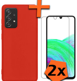 Nomfy Samsung Galaxy A33 Hoesje Siliconen Met 2x Screenprotector - Rood