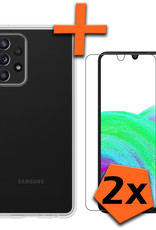 Nomfy Hoesje Geschikt voor Samsung A33 Hoesje Siliconen Cover Case Met 2x Screenprotector - Hoes Geschikt voor Samsung Galaxy A33 Hoes Back Case - Transparant
