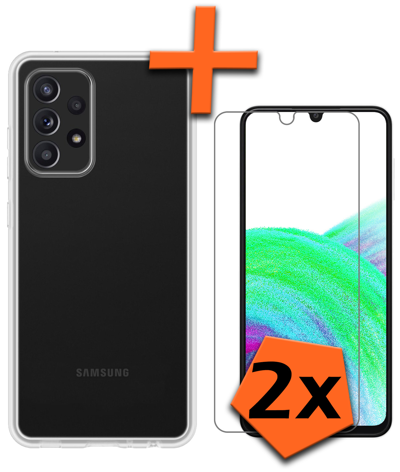 Nomfy Hoesje Geschikt voor Samsung A33 Hoesje Siliconen Cover Case Met 2x Screenprotector - Hoes Geschikt voor Samsung Galaxy A33 Hoes Back Case - Transparant