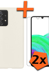 Nomfy Hoesje Geschikt voor Samsung A33 Hoesje Siliconen Cover Case Met 2x Screenprotector - Hoes Geschikt voor Samsung Galaxy A33 Hoes Back Case - Wit