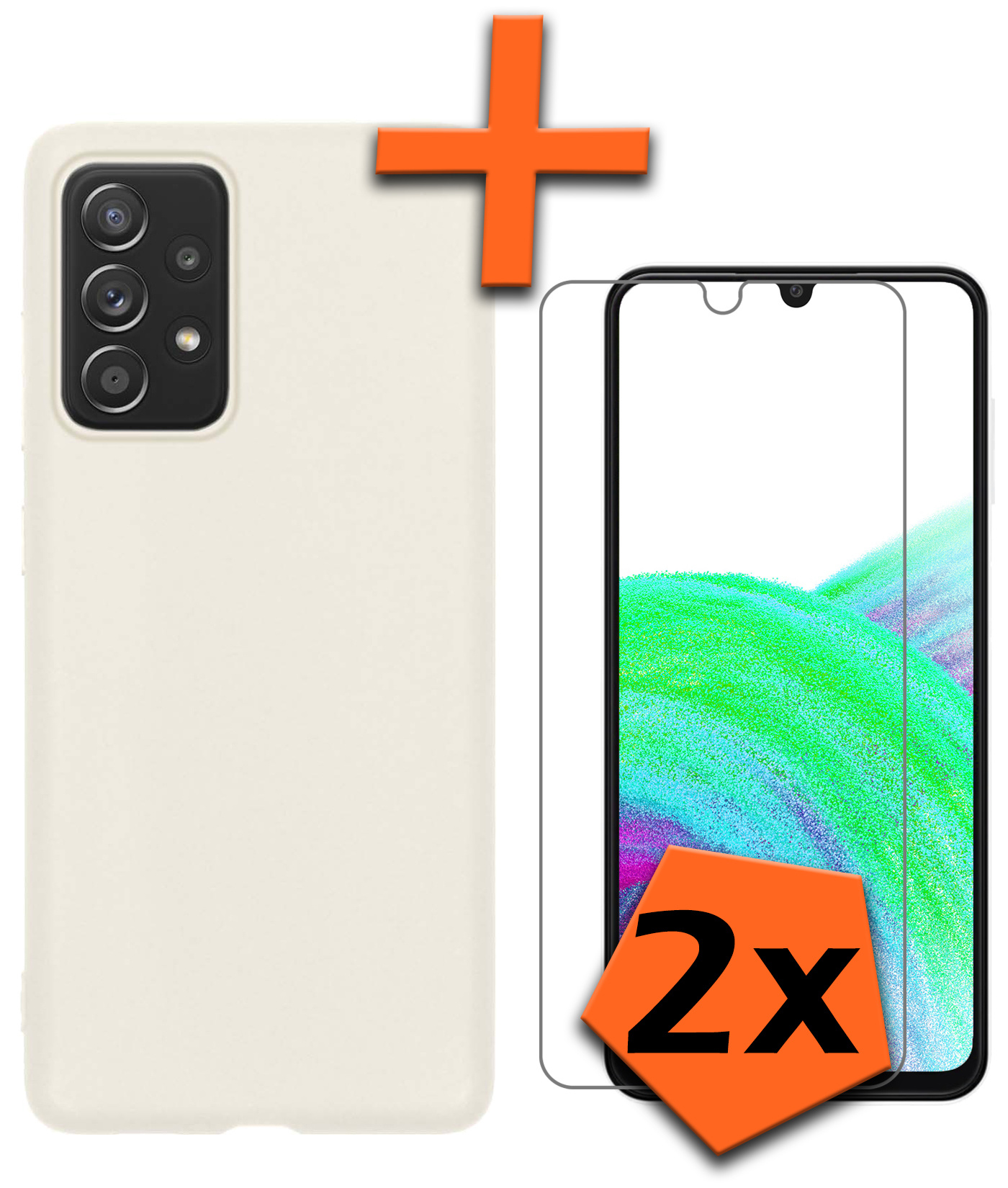 Nomfy Hoesje Geschikt voor Samsung A33 Hoesje Siliconen Cover Case Met 2x Screenprotector - Hoes Geschikt voor Samsung Galaxy A33 Hoes Back Case - Wit