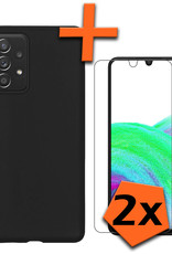 Samsung Galaxy A33 Hoesje Met 2x Screenprotector - Samsung Galaxy A33 Case Zwart Siliconen - Samsung Galaxy A33 Hoes Met 2x Screenprotector