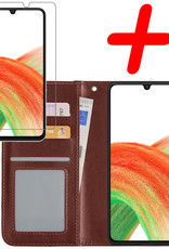 BASEY. Hoes Geschikt voor Samsung A33 Hoesje Bookcase Hoes Flip Case Book Cover Met Screenprotector - Hoesje Geschikt voor Samsung Galaxy A33 Hoes Book Case Hoesje - Bruin