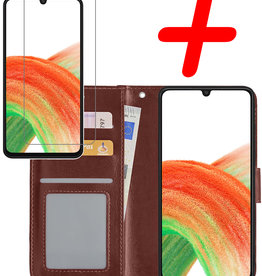 BASEY. BASEY. Samsung Galaxy A33 Hoesje Bookcase Bruin Met Screenprotector