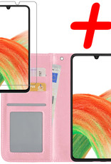 BASEY. Hoes Geschikt voor Samsung A33 Hoesje Bookcase Hoes Flip Case Book Cover Met Screenprotector - Hoesje Geschikt voor Samsung Galaxy A33 Hoes Book Case Hoesje - Lichtroze