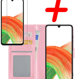 BASEY. BASEY. Samsung Galaxy A33 Hoesje Bookcase Lichtroze Met Screenprotector