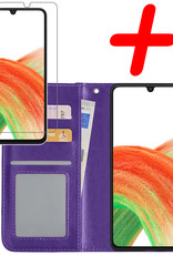 BASEY. Hoes Geschikt voor Samsung A33 Hoesje Bookcase Hoes Flip Case Book Cover Met Screenprotector - Hoesje Geschikt voor Samsung Galaxy A33 Hoes Book Case Hoesje - Paars