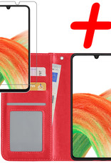 BASEY. Hoes Geschikt voor Samsung A33 Hoesje Bookcase Hoes Flip Case Book Cover Met Screenprotector - Hoesje Geschikt voor Samsung Galaxy A33 Hoes Book Case Hoesje - Rood
