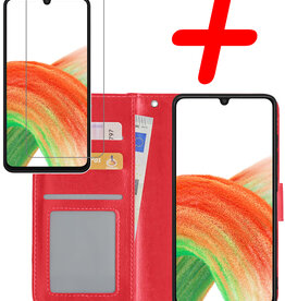 BASEY. BASEY. Samsung Galaxy A33 Hoesje Bookcase Rood Met Screenprotector