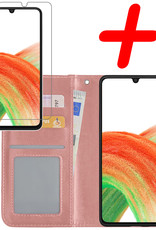 BASEY. Hoes Geschikt voor Samsung A33 Hoesje Bookcase Hoes Flip Case Book Cover Met Screenprotector - Hoesje Geschikt voor Samsung Galaxy A33 Hoes Book Case Hoesje - Rosé goud