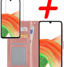 BASEY. BASEY. Samsung Galaxy A33 Hoesje Bookcase Rose goud Met Screenprotector