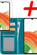 BASEY. Hoes Geschikt voor Samsung A33 Hoesje Bookcase Hoes Flip Case Book Cover Met Screenprotector - Hoesje Geschikt voor Samsung Galaxy A33 Hoes Book Case Hoesje - Turquoise