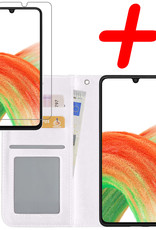 BASEY. Hoes Geschikt voor Samsung A33 Hoesje Bookcase Hoes Flip Case Book Cover Met Screenprotector - Hoesje Geschikt voor Samsung Galaxy A33 Hoes Book Case Hoesje - Wit
