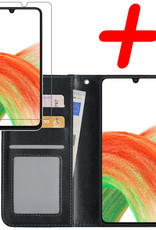 BASEY. Hoes Geschikt voor Samsung A33 Hoesje Bookcase Hoes Flip Case Book Cover Met Screenprotector - Hoesje Geschikt voor Samsung Galaxy A33 Hoes Book Case Hoesje - Zwart