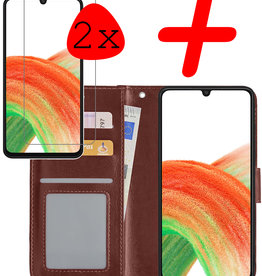 BASEY. BASEY. Samsung Galaxy A33 Hoesje Bookcase Bruin Met 2x Screenprotector