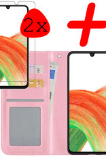 BASEY. Hoes Geschikt voor Samsung A33 Hoesje Bookcase Hoes Flip Case Book Cover Met 2x Screenprotector - Hoesje Geschikt voor Samsung Galaxy A33 Hoes Book Case Hoesje - Lichtroze