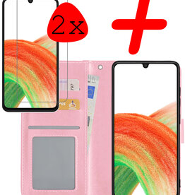 BASEY. BASEY. Samsung Galaxy A33 Hoesje Bookcase Lichtroze Met 2x Screenprotector