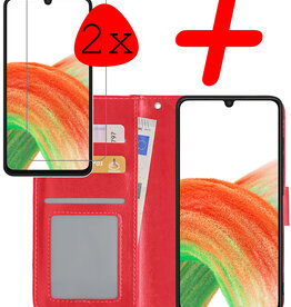 BASEY. BASEY. Samsung Galaxy A33 Hoesje Bookcase Rood Met 2x Screenprotector