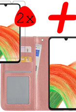 BASEY. Hoes Geschikt voor Samsung A33 Hoesje Bookcase Hoes Flip Case Book Cover Met 2x Screenprotector - Hoesje Geschikt voor Samsung Galaxy A33 Hoes Book Case Hoesje - Rosé goud