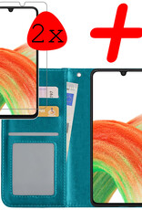 BASEY. Hoes Geschikt voor Samsung A33 Hoesje Bookcase Hoes Flip Case Book Cover Met 2x Screenprotector - Hoesje Geschikt voor Samsung Galaxy A33 Hoes Book Case Hoesje - Turquoise