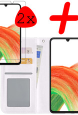 BASEY. Hoes Geschikt voor Samsung A33 Hoesje Bookcase Hoes Flip Case Book Cover Met 2x Screenprotector - Hoesje Geschikt voor Samsung Galaxy A33 Hoes Book Case Hoesje - Wit