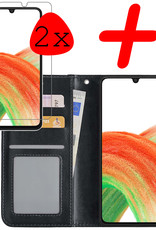 BASEY. Hoes Geschikt voor Samsung A33 Hoesje Bookcase Hoes Flip Case Book Cover Met 2x Screenprotector - Hoesje Geschikt voor Samsung Galaxy A33 Hoes Book Case Hoesje - Zwart