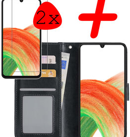 BASEY. BASEY. Samsung Galaxy A33 Hoesje Bookcase Zwart Met 2x Screenprotector