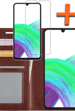 Nomfy Hoesje Geschikt voor Samsung A33 Hoes Bookcase Flipcase Book Cover Met Screenprotector - Hoes Geschikt voor Samsung Galaxy A33 Hoesje Book Case - Bruin