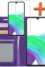 Nomfy Hoesje Geschikt voor Samsung A33 Hoes Bookcase Flipcase Book Cover Met Screenprotector - Hoes Geschikt voor Samsung Galaxy A33 Hoesje Book Case - Paars