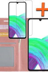 Nomfy Hoesje Geschikt voor Samsung A33 Hoes Bookcase Flipcase Book Cover Met Screenprotector - Hoes Geschikt voor Samsung Galaxy A33 Hoesje Book Case - Rosé goud
