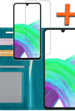 Nomfy Hoesje Geschikt voor Samsung A33 Hoes Bookcase Flipcase Book Cover Met Screenprotector - Hoes Geschikt voor Samsung Galaxy A33 Hoesje Book Case - Turquoise