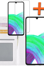 Nomfy Hoesje Geschikt voor Samsung A33 Hoes Bookcase Flipcase Book Cover Met Screenprotector - Hoes Geschikt voor Samsung Galaxy A33 Hoesje Book Case - Wit