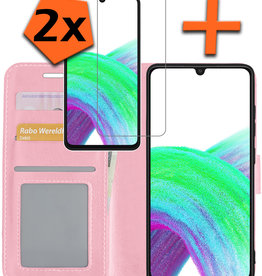 Nomfy Nomfy Samsung Galaxy A33 Hoesje Bookcase Lichtroze Met 2x Screenprotector