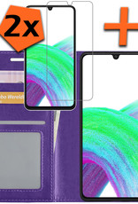 Nomfy Hoesje Geschikt voor Samsung A33 Hoes Bookcase Flipcase Book Cover Met 2x Screenprotector - Hoes Geschikt voor Samsung Galaxy A33 Hoesje Book Case - Paars
