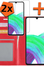 Nomfy Hoesje Geschikt voor Samsung A33 Hoes Bookcase Flipcase Book Cover Met 2x Screenprotector - Hoes Geschikt voor Samsung Galaxy A33 Hoesje Book Case - Rood