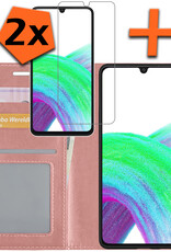 Nomfy Hoesje Geschikt voor Samsung A33 Hoes Bookcase Flipcase Book Cover Met 2x Screenprotector - Hoes Geschikt voor Samsung Galaxy A33 Hoesje Book Case - Rosé goud