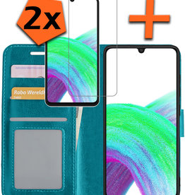Nomfy Nomfy Samsung Galaxy A33 Hoesje Bookcase Turquoise Met 2x Screenprotector