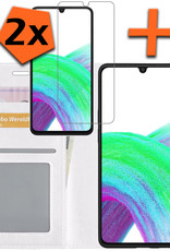 Nomfy Hoesje Geschikt voor Samsung A33 Hoes Bookcase Flipcase Book Cover Met 2x Screenprotector - Hoes Geschikt voor Samsung Galaxy A33 Hoesje Book Case - Wit